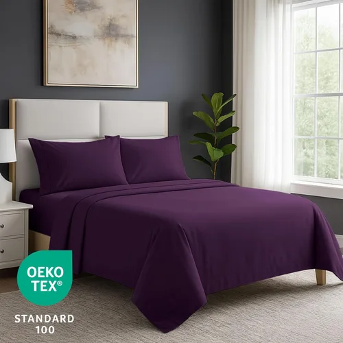 Vista 102 de Pure Bedding Juego de Sábanas Twin - Sábanas de Cama de Microfibra Ultra-Suave 1800 - Doble Cepillado - Bolsillos Profundos - Ajuste Fácil - Extra