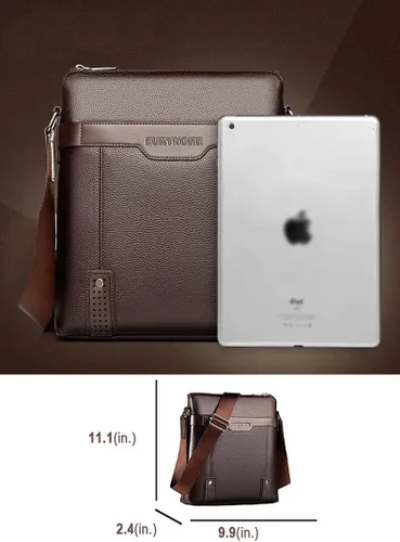 Vista 4 de Bolso bandolera de cuero para hombre, bolso de hombro para hombre