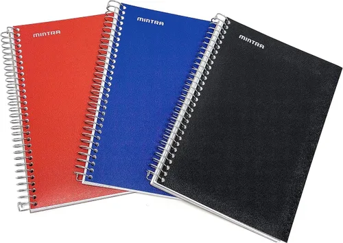 Vista 9 de Mintra Office Durable Spiral Notebook - 2 Subject (Junior Size 3pk (6.5in x 9.5in), Arctic Ice, Sun Yellow, Spring Pink)