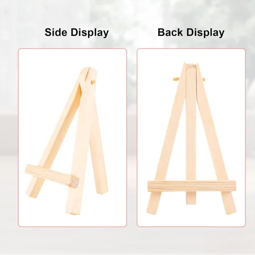 Vista 4 de Caballete de madera pequeño triangular, 60 piezas 5 Inch Tabletop Triangles Painting Canvas Holder, Bulk Small Artist Picture Photo Card Frames