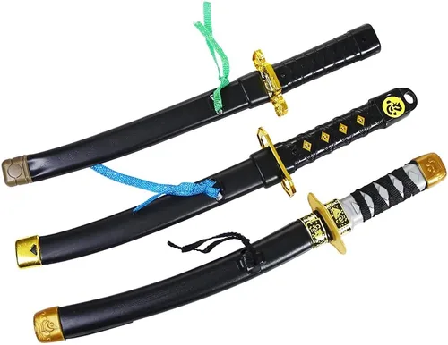 Vista 3 de zonzxcv 2 piezas de espada samurái de plástico, Katana para cosplay de 16.5 pulgadas (estilo A)