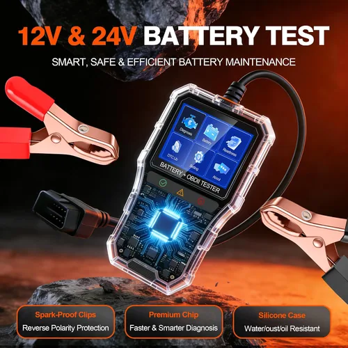 Vista 5 de Herramienta de diagnóstico de escáner PRO OBD2 2 en 1, lector de códigos de coche con probador de batería, lector de códigos de motor con reinicio
