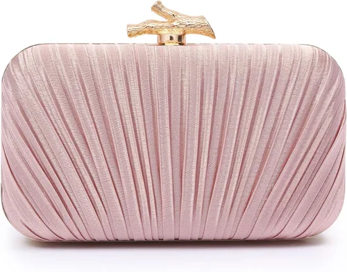 Vista 10 de Bolsos para mujer, bolso de noche, bolsos formales con pliegues para mujer con cadena para graduación, boda, fiesta de etiqueta negra