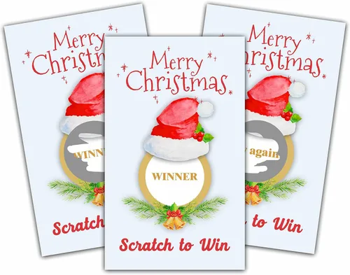 Vista 8 de Tarjetas de juego para rascar de Navidad – Juegos de rascar para fiestas de Navidad para adultos – Boletos de rifas de Navidad – Actividades