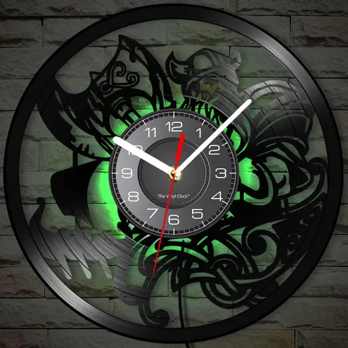 Vista 8 de Reloj de pared de vinilo LED vikingo de 12 pulgadas con 7 colores cambiantes, cuarzo silencioso sin tictac, arte de pared vikingo para hombre