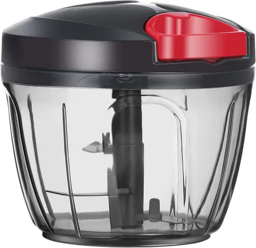 Vista 8 de Ourokhome Procesado manual de alimentos, picador de verduras portátil, rápido y con cuerda, para pequeñas cocinas, para ajo, cebolla, jengibre