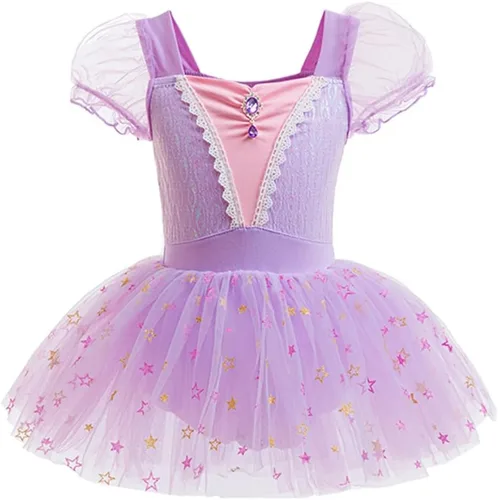 Vista 48 de Leotardos de princesa para niñas con falda de ballet y tutú para Halloween, Navidad, fiesta de cumpleaños, vestido elegante