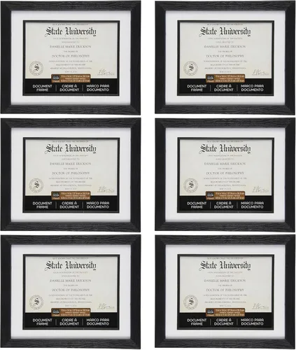 Vista 2 de Studio Décor - Marco de documentos negro de 8.5 x 11 pulgadas con paspartú, para mostrar diplomas, certificados y documentos, incluye accesorios