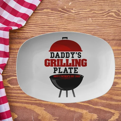 Vista 3 de Plato personalizado para asar con nombres para niños y niñas, plato personalizado con nombres para jardín, barbacoa, reunión familiar, plato único