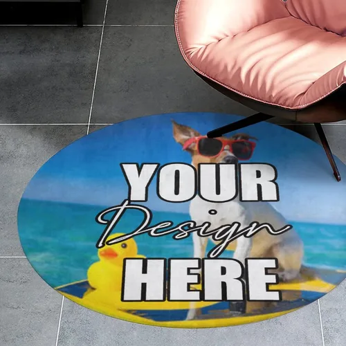 Vista 2 de Alfombra redonda personalizada para añadir tu propio texto/imagen/logotipo/foto, tapete antideslizante personalizado para puerta, alfombra de área