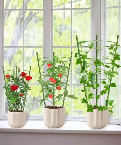 Vista 4 de Paquete de 4 jaulas de tomate con soporte para plantas de jardín, enrejado mejorado de 18 pulgadas para plantas trepadoras, kits de enrejado