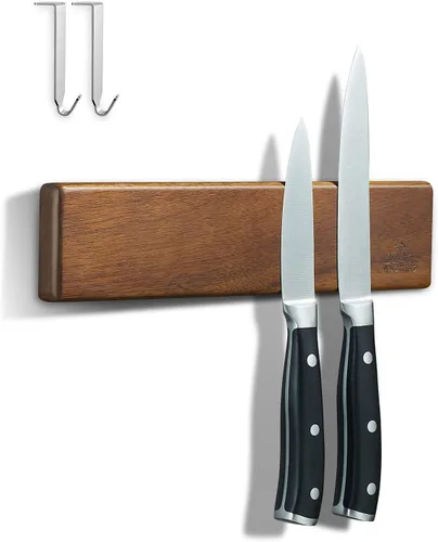 Vista 9 de Soporte magnético para cuchillos para pared, tira de cuchillos de madera de acacia de 10 pulgadas, sin taladro