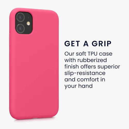 Vista 4 de kwmobile Funda compatible con Apple iPhone 11 - Funda protectora de silicona TPU suave y delgada - Rosa impresionante