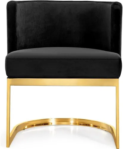 Vista 5 de Meridian Furniture Gianna Collection Modern Silla de comedor tapizada de terciopelo contemporáneo con marco de metal dorado pulido, 24 pulgadas