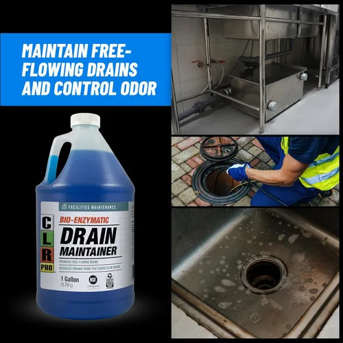 Vista 2 de CLR PRO - Tratamiento comercial de drenaje y trampa de grasa, fórmula microbiana de mantenimiento preventivo, botella de 1 galón Fórmula