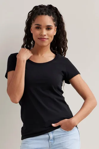 Vista 4 de Fair Indigo Camiseta de manga corta de algodón Pima orgánico con cuello redondo para mujer