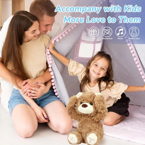 Vista 7 de Hopearl Oso de Peluche Interactivo Peek A Boo Repite lo que Dices Oso de Peluche Musical que Canta y Habla Animal de Peluche Adorable Eléctrico