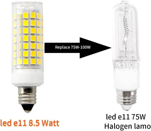 Vista 4 de Bombillas LED E11 completamente nuevas, 7 vatios, reemplazo de bombillas halógenas de 75W 100W, 720 lúmenes, blanco cálido 3000K JD T3 / T4 E11 mini