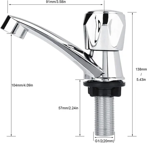 Vista 2 de Watris Veiyi Grifo de agua fría individual, grifo de agua ABS, grifo de agua fría, lavabo de baño Accesorios para fregadero de cocina G1/2