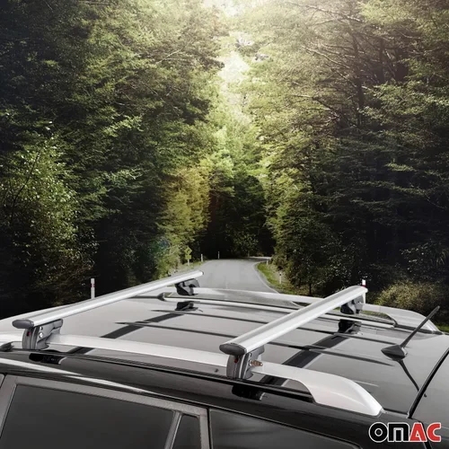 Vista 3 de OMAC Barras transversales de aluminio para VW Touareg 2004-2006, 2 unidades, antirrobo para viajes, kayak, canoa, surf, esquí, snowboard, camping