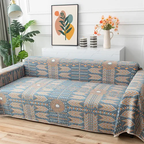 Vista 8 de Funda de sofá de algodón lavable, reversible, estilo bohemio, con diseño de jacquard geométrico, protector de muebles multiusos para sofá seccional
