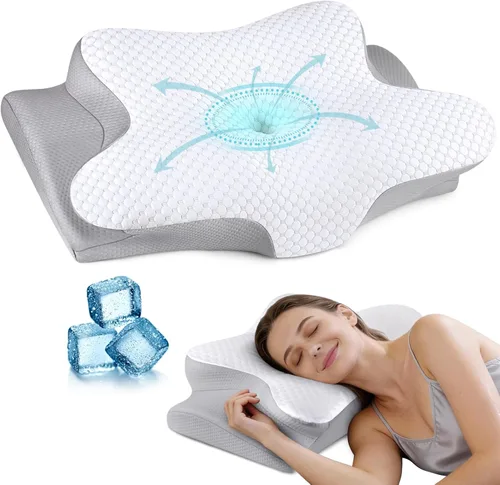 Vista 11 de Almohada cervical para el cuello para aliviar el dolor, almohada ergonómica para dormir de lado para dormir, almohada ortopédica de apoyo