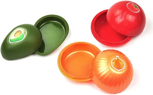 Vista 8 de 6 recipientes para conservar alimentos frescos, aguacate, limón, tomates, pimienta, cebolla, ajo, forma de crujiente, cajas de sellado reutilizables