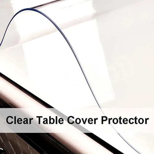 Vista 3 de WEIGE Mantel rectangular transparente de 16 x 24 pulgadas, transparente, impermeable, de plástico grueso, protector de mesa de comedor, protector