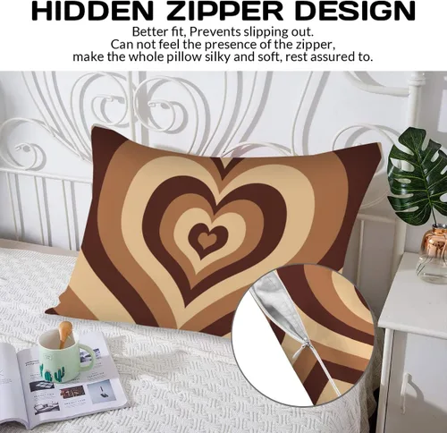 Vista 4 de Juego de 2 fundas de almohada de 12 x 20 pulgadas, centro de túnel de corazón morado, diseño de remolino de amor, suave, transpirable, suave