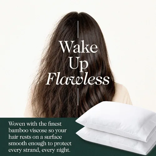 Vista 4 de Fundas de almohada refrescantes de viscosa de bambú 100% cultivadas Blanco (100% viscosa orgánica hecha de bambú)