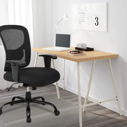Vista 2 de Silla de oficina ergonómica ejecutiva, silla de computadora de malla con soporte lumbar, asiento ancho, brazos de ajuste, giratorio, respaldo alto