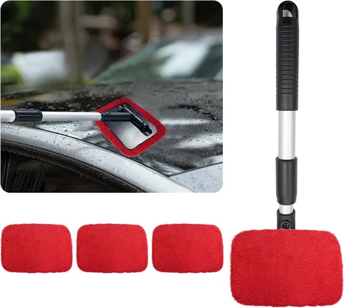 Vista 7 de Ziciner Limpiador de parabrisas de automóvil, limpiaparabrisas de limpieza automática de microfibra con mango extensible de aluminio y 2 cabezales