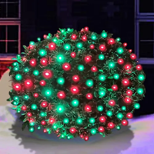 Vista 19 de HISHINY Red de luces de Navidad para exteriores, cable verde de 100 luces LED de 5 x 5 pies, cadena de luces de malla conectable para Navidad