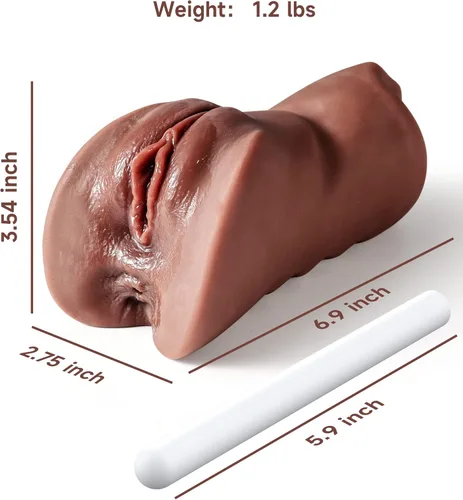 Vista 2 de 3 en 1 Masturbador Masculino de Bolsillo, Juguetes Sexuales para Adultos con Vagina Texturizada 3D y Ano Apretado y Palo Secante, Muñeca Sexual