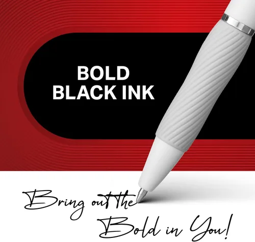 Vista 2 de SHARPIE Bolígrafos de gel S-Gel, cuerpo blanco perla, tinta negra, punta media (0.028 in), para diario, escritura, toma de notas, escuela