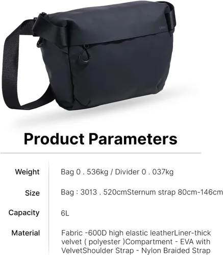 Vista 6 de ULANZI Bolsa de Hombro Versátil para Cámara, Bolsa de Mensajero para Fotografía y Viaje, Bolsa de Accesorios Portátil, Elegante Bolsa de Cruz