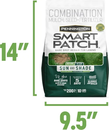 Vista 4 de Pennington Smart Patch Grass Seeds for Lawn, Sun and Shade Lawn Grass Repair Mix, 10 LB