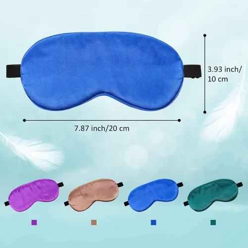 Vista 2 de 4 piezas de antifaz para dormir de seda para dormir, máscara de ojos suave con correa ajustable, para bloquear las luces, viajar y relajarse