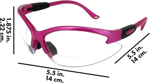 Vista 5 de Global Vision Gafas Cougar Bifocal Gafas De Seguridad De Las Mujeres Rosa Oscuro Marco De Nylon Lentes Transparentes