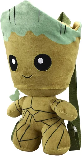 Vista 3 de Marvel Groot - Mini mochila de felpa juvenil, forro polar verde con licencia oficial de star wars silent one crew., osfa