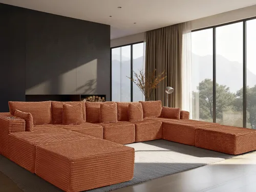 Vista 40 de Sofá modular de gran tamaño de 108 pulgadas, cómodo sofá deshuesado en forma de U para sala de estar, asientos extra profundos, sin montaje, sofá