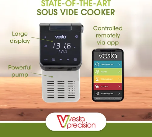 Vista 8 de Vesta Precision Cocina Sous Vide, capacidad de 30 L, control de aplicación WiFi Large Display Screen,Foldable Design, IPX7 Waterproof, High