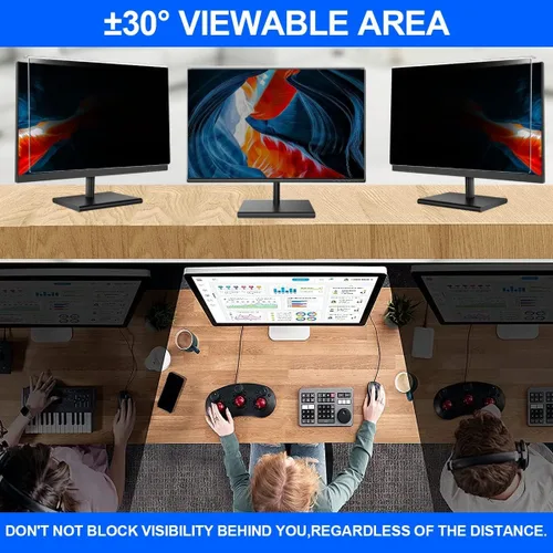 Vista 3 de Paquete de 2 filtros de pantalla de privacidad para computadora de 27 pulgadas, protector de pantalla de privacidad para colgar compatible