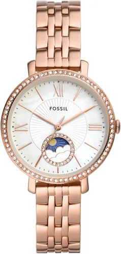 Vista 5 de Fossil Women's Jacqueline Leather Watch Cuero azul/oro rosa