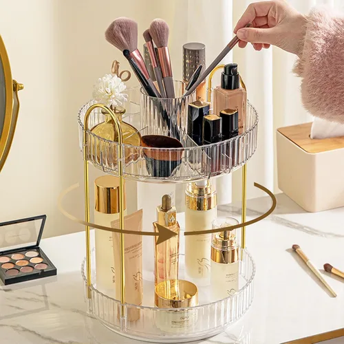 Vista 9 de Aveniee Organizador de maquillaje giratorio de 360 grados para tocador, organizadores de baño mejorados para perfume y cuidado de la piel
