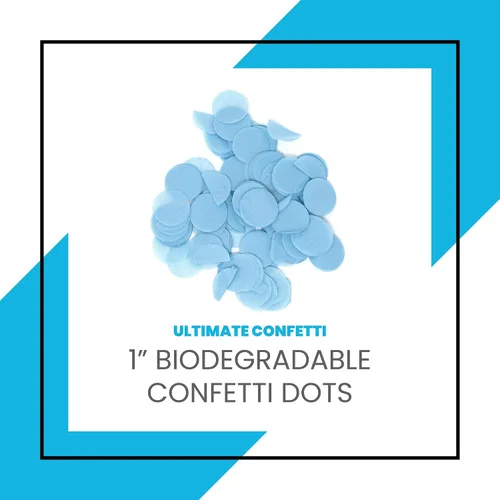 Vista 2 de Ultimate Confetti, Círculos de confeti biodegradables azul bebé, resistentes al fuego y caída lenta, confeti de papel de seda redondo para uso