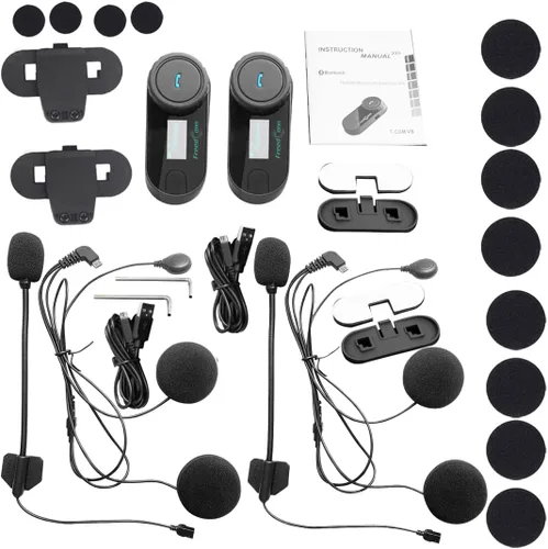 Vista 8 de FreedConn TCOM-SC - Auriculares de comunicación con Bluetooth para casco de motociclista, Negro