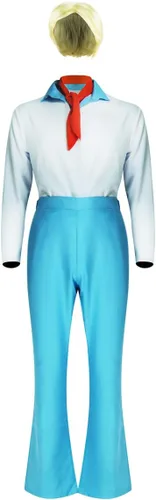 Vista 3 de LILLIWEEN Conjunto de camisa y pantalones de manga corta para hombre, películas clásicas, personajes, cosplay, disfraz de Halloween para adultos