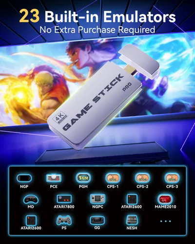 Vista 3 de Retro Gaming Console, 20,000+ Retro Game Stick, 23 Emulators, 4K HD TV Game Stick, Built-in Classic Video Games, Plug & Play Game Console for TV