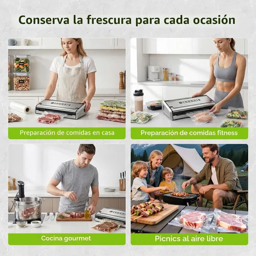 Vista 9 de Bonsenkitchen Sellador al vacío para alimentos, máquina selladora al vacío de alimentos con una sola mano con temporizador digital, sello más ancho